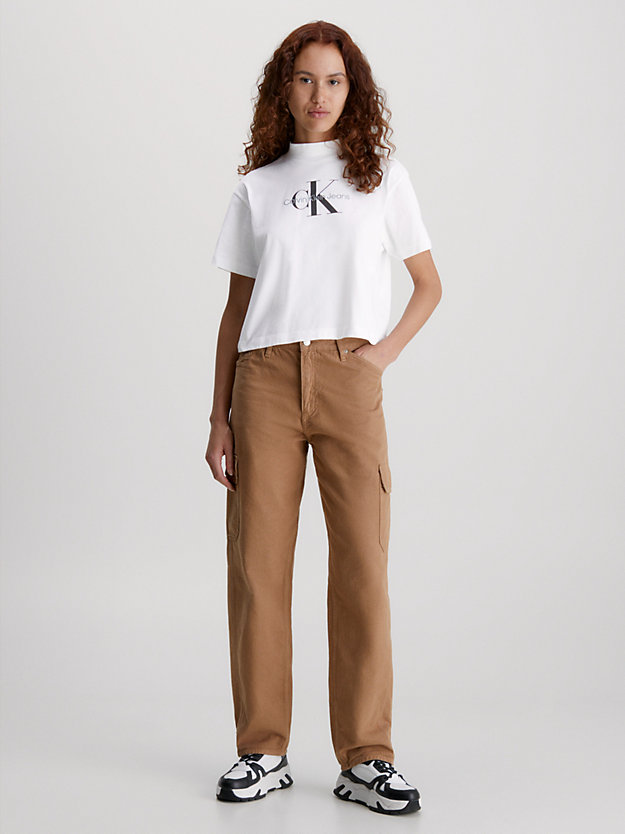 bright white lässiges monogramm-t-shirt für damen - calvin klein jeans