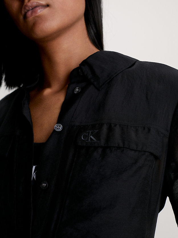 CK BLACK Transparentes Midi-Hemdkleid für Damen CALVIN KLEIN JEANS