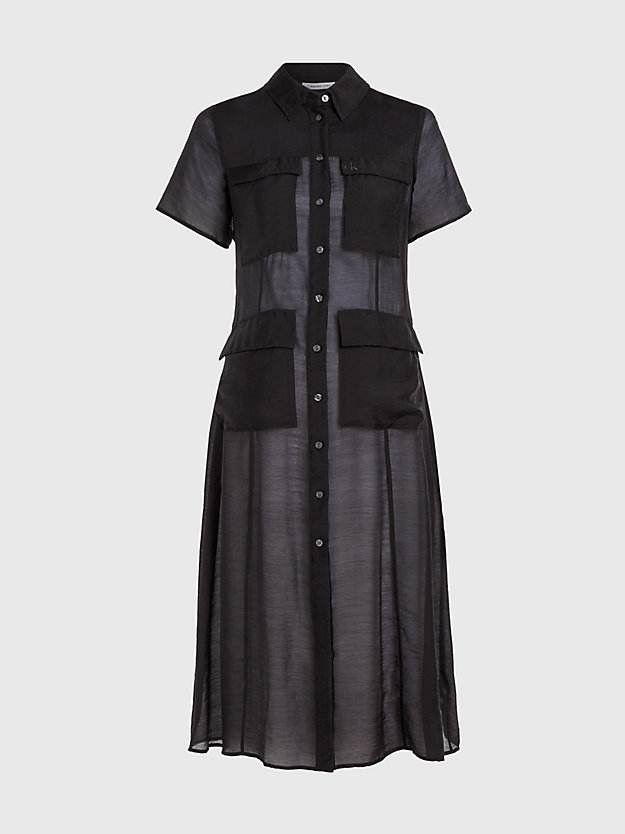 CK BLACK Sheer Midi Shirt Dress for women CALVIN KLEIN JEANS