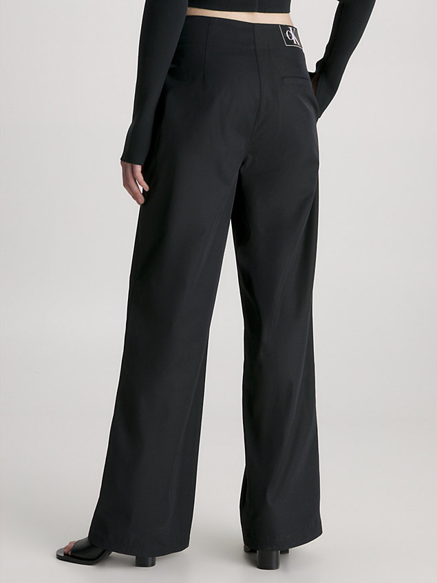 black spodnie z szerokimi nogawkami i wysokim stanem dla kobiety - calvin klein jeans