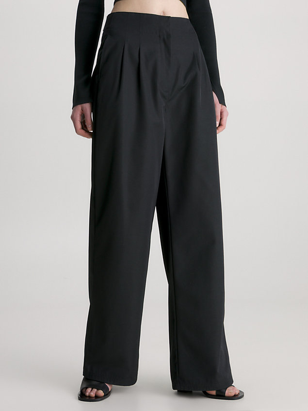 black broek met wijde pijpen en hoge taille voor dames - calvin klein jeans