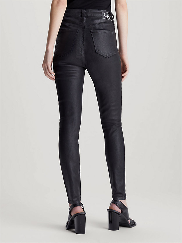 denim black powlekane jeansy do kostek super skinny dla kobiety - calvin klein jeans