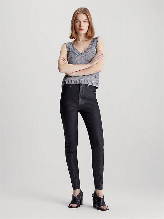 denim black super skinny coated ankle jeans for women calvin klein jeans