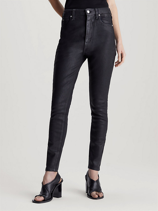 denim black powlekane jeansy do kostek super skinny dla kobiety - calvin klein jeans