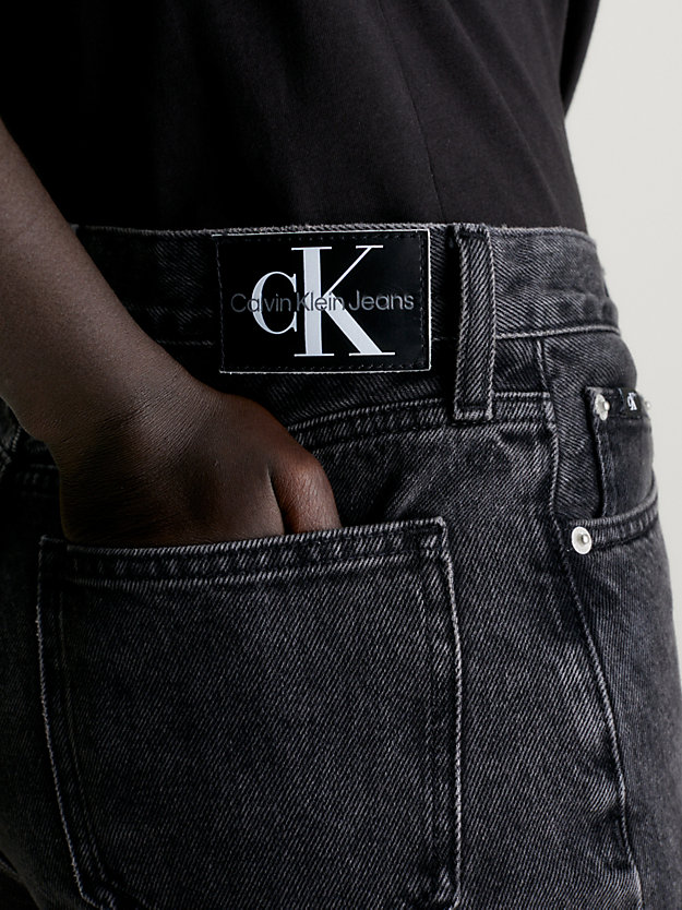 denim black high-rise straight jeans für damen - calvin klein jeans