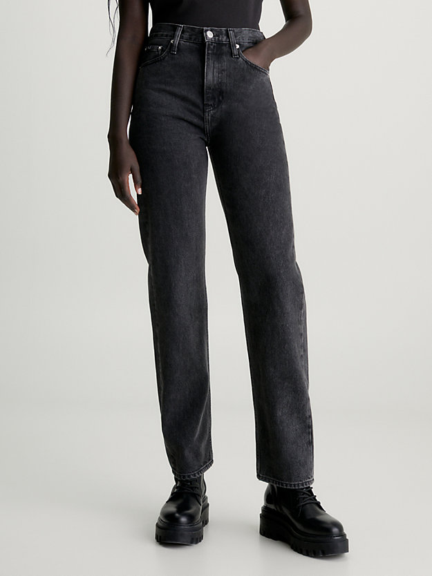 denim black jeansy high rise straight dla kobiety - calvin klein jeans