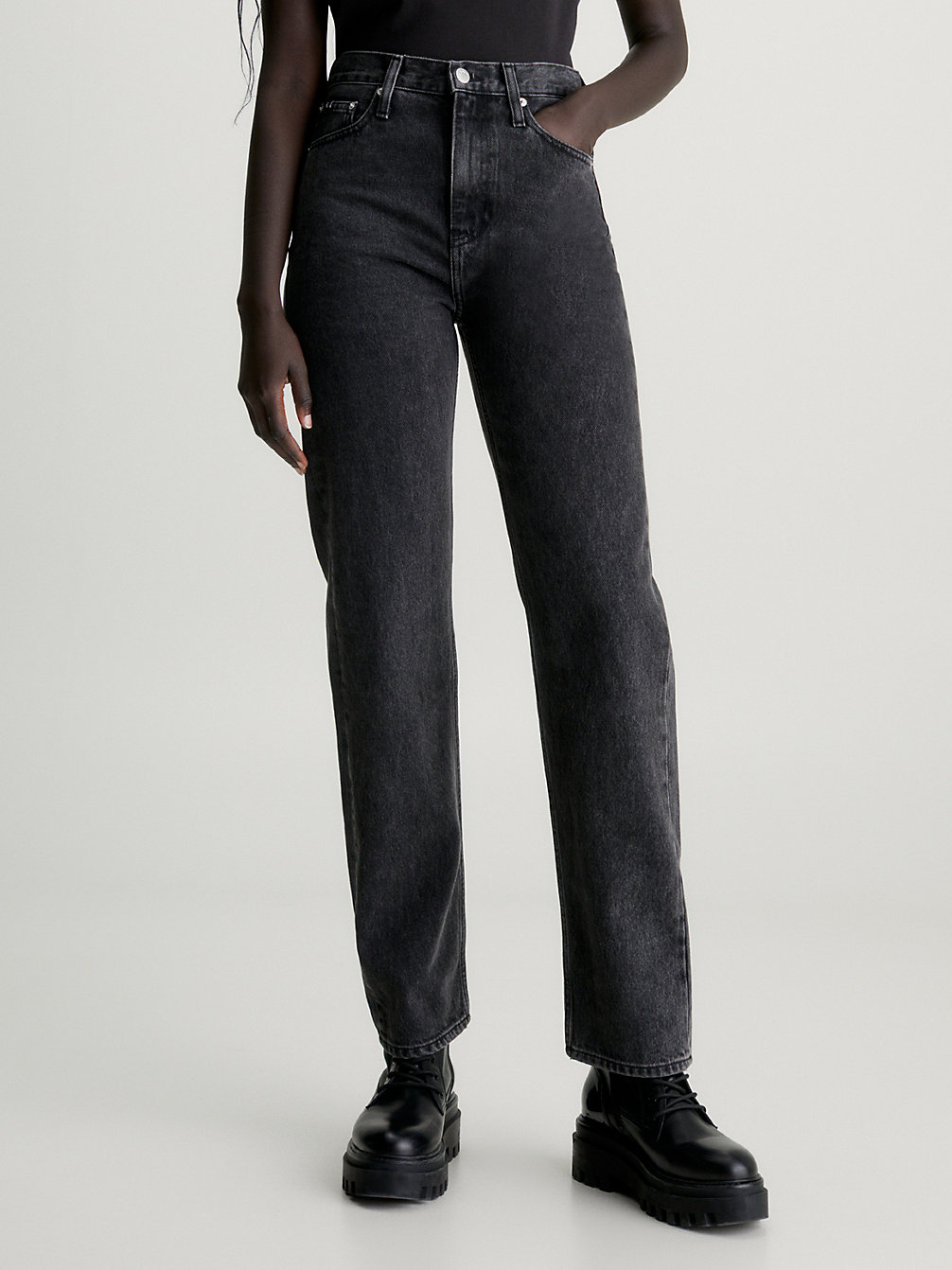 DENIM BLACK High Rise Straight Jeans undefined women Calvin Klein