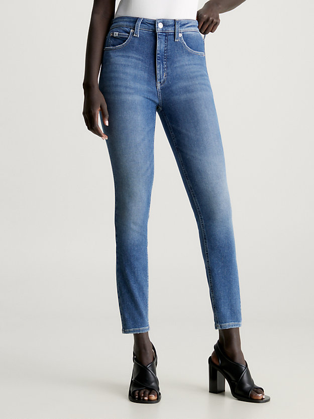 jeans alla caviglia high rise super skinny denim medium da donne calvin klein jeans