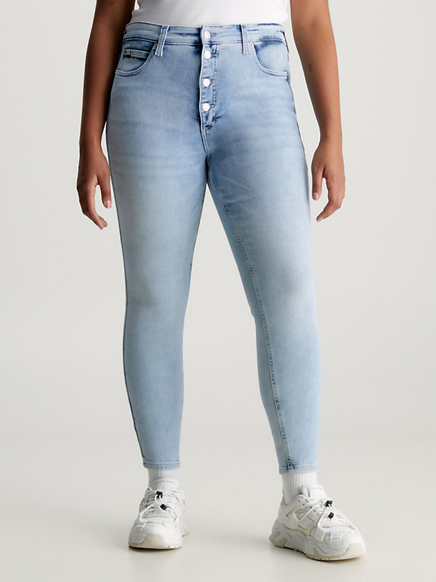 denim light high rise super skinny enkellange jeans voor dames - calvin klein jeans