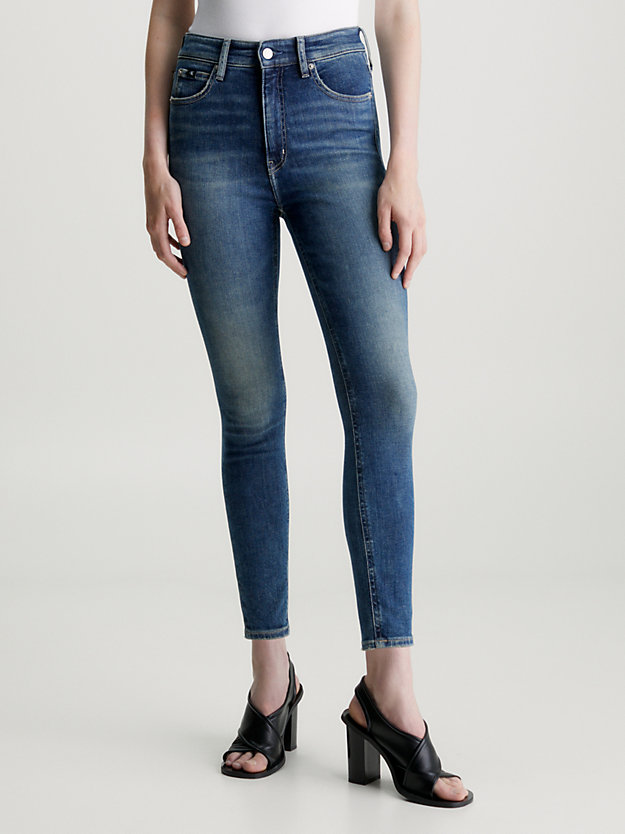 jeans alla caviglia high rise super skinny denim medium da donne calvin klein jeans