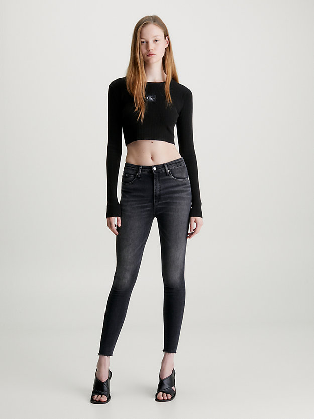 jean super skinny high rise longueur cheville denim black pour femmes calvin klein jeans