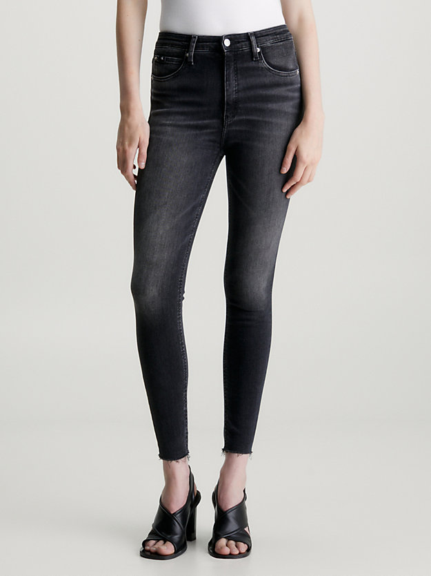 jeans alla caviglia high rise super skinny denim black da donne calvin klein jeans