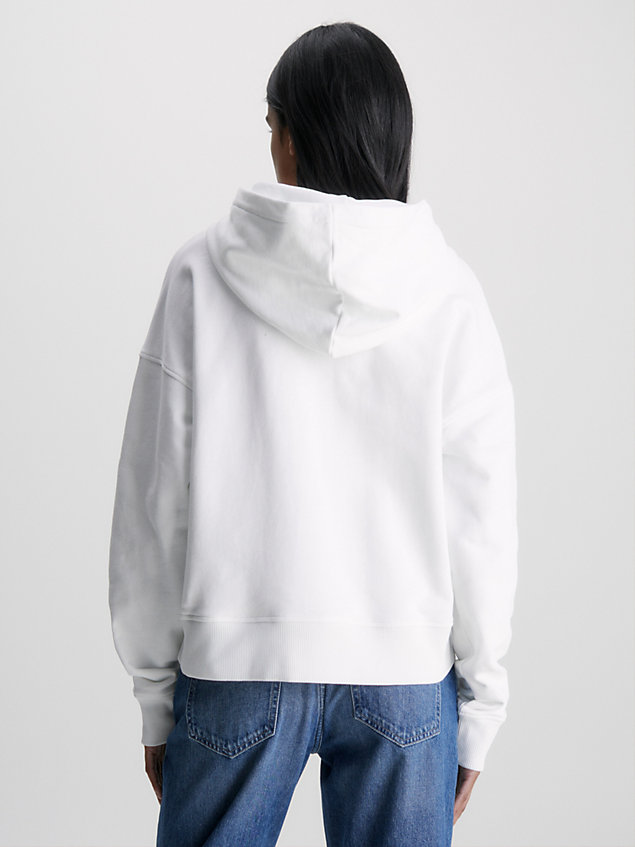 white relaxed hoodie met logo voor dames - calvin klein jeans