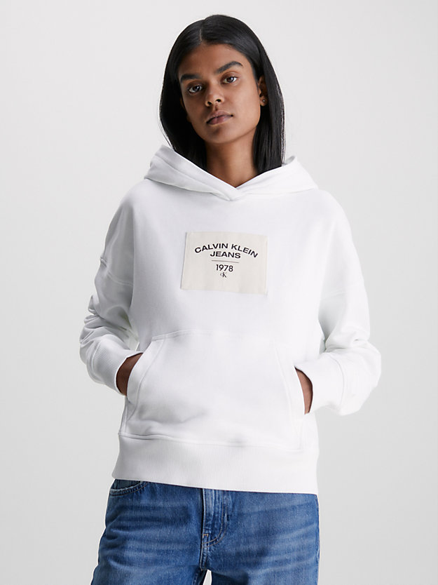 BRIGHT WHITE Relaxed Logo Hoodie for women CALVIN KLEIN JEANS