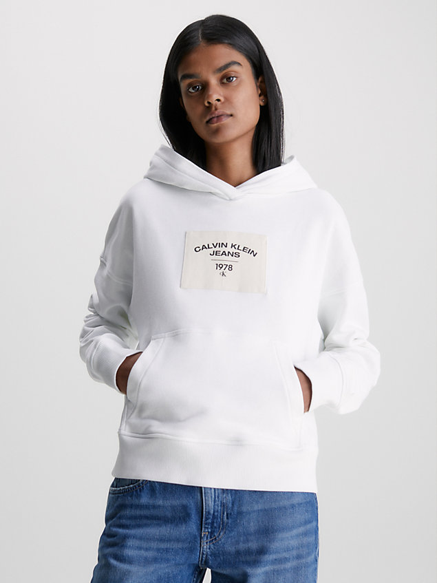 white relaxed logo hoodie for women calvin klein jeans
