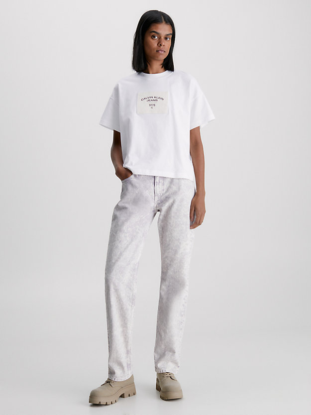 bright white logo patch t-shirt for women calvin klein jeans