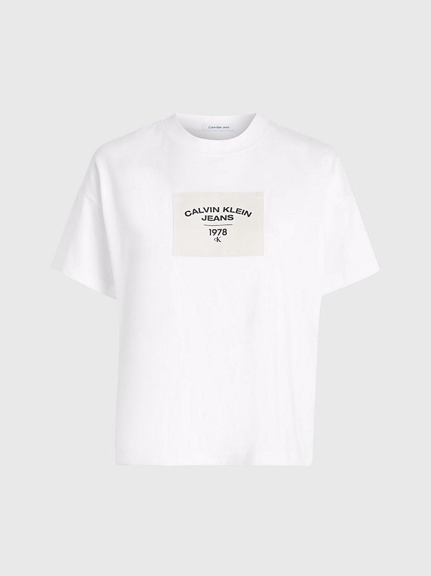 BRIGHT WHITE T-shirt met logopatch voor dames CALVIN KLEIN JEANS
