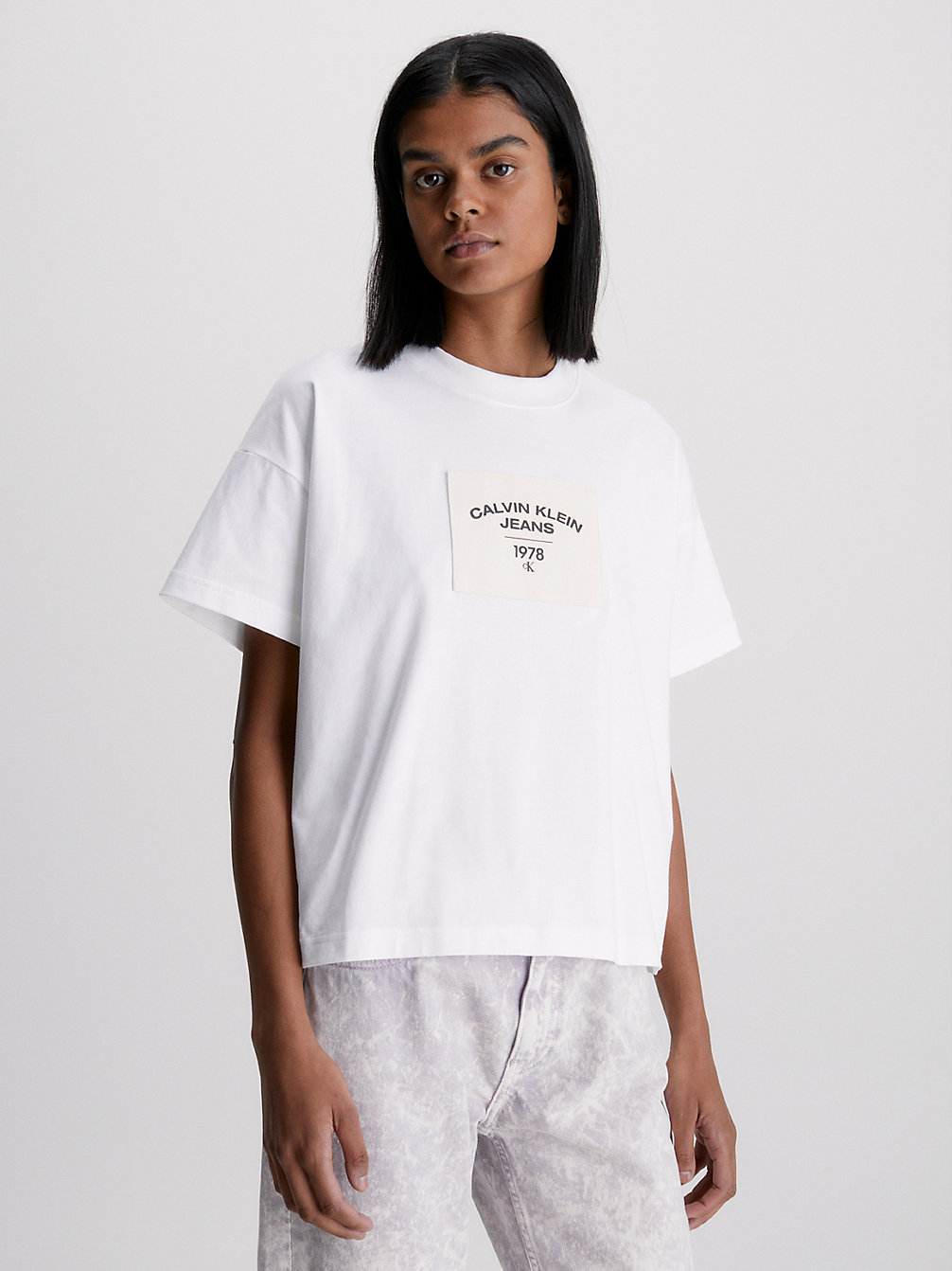 BRIGHT WHITE Logo Patch T-Shirt undefined women Calvin Klein
