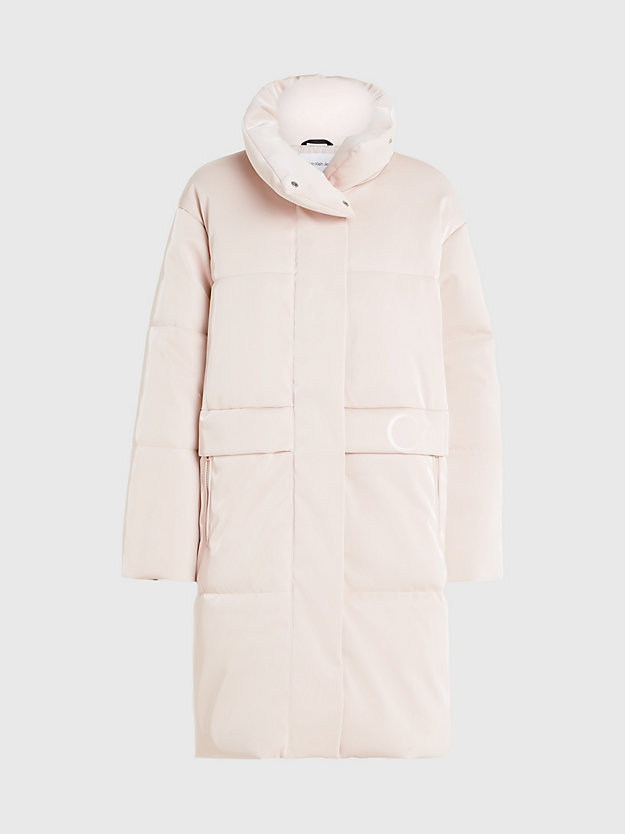 putty beige relaxed soft shine puffer coat for women calvin klein jeans