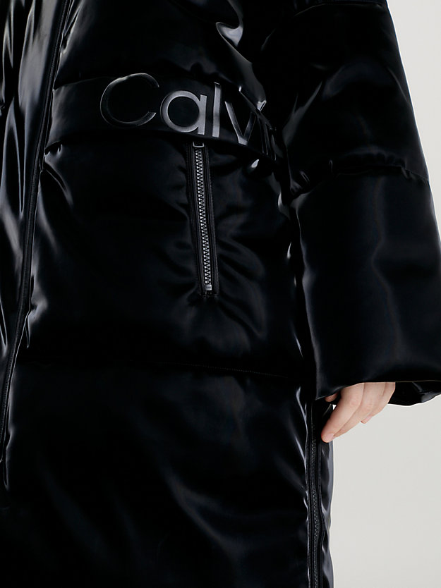 ck black relaxed soft shine puffer coat for women calvin klein jeans