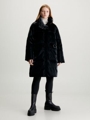 Black High Shine Oversized Padded Longline Puffer