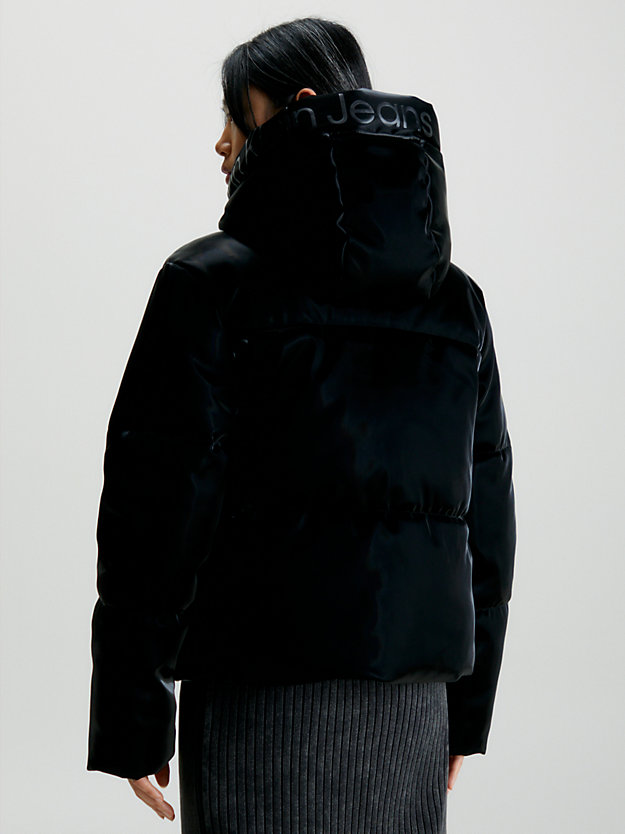 ck black relaxed soft shine puffer jacket for women calvin klein jeans