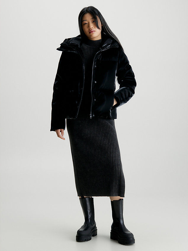 black relaxed soft shine puffer jacket for women calvin klein jeans