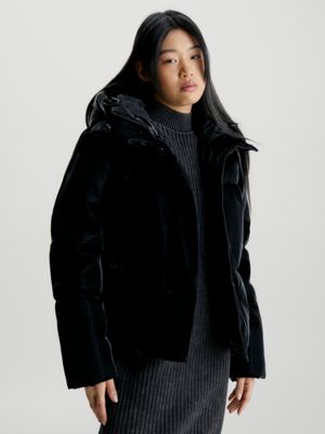 Calvin klein velvet store puffer jacket