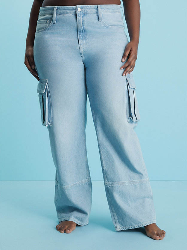 denim light lässige utility-jeans mit hoher bundhöhe für damen - calvin klein jeans