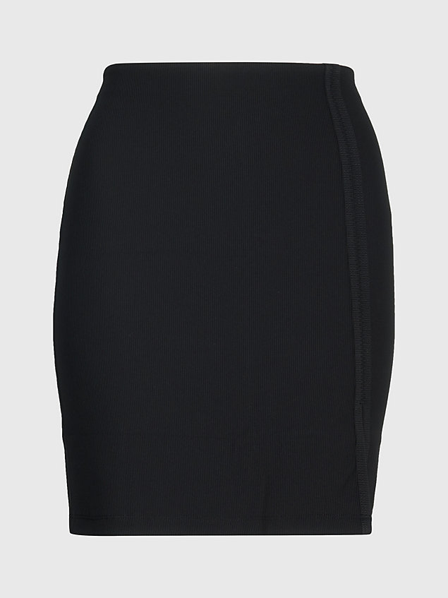 black wąska spódnica mini o ściągaczowym splocie dla kobiety - calvin klein jeans