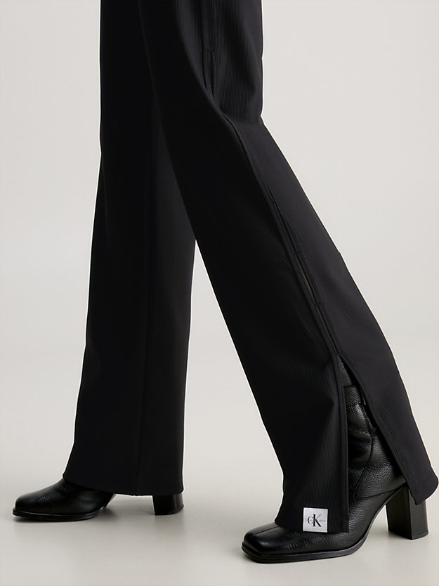 ck black proste spodnie z prążkowanego dżerseju dla kobiety - calvin klein jeans
