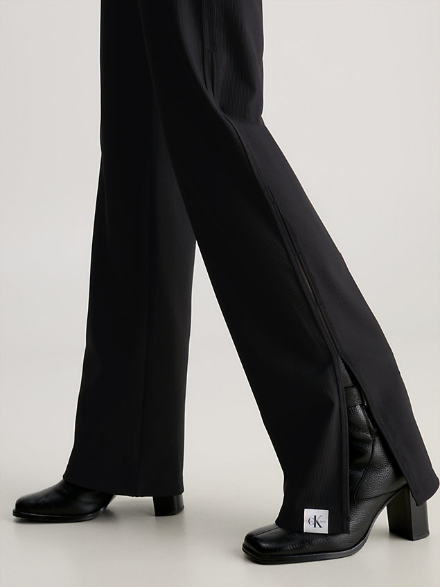 black rechte broek van geribbelde jersey voor dames - calvin klein jeans