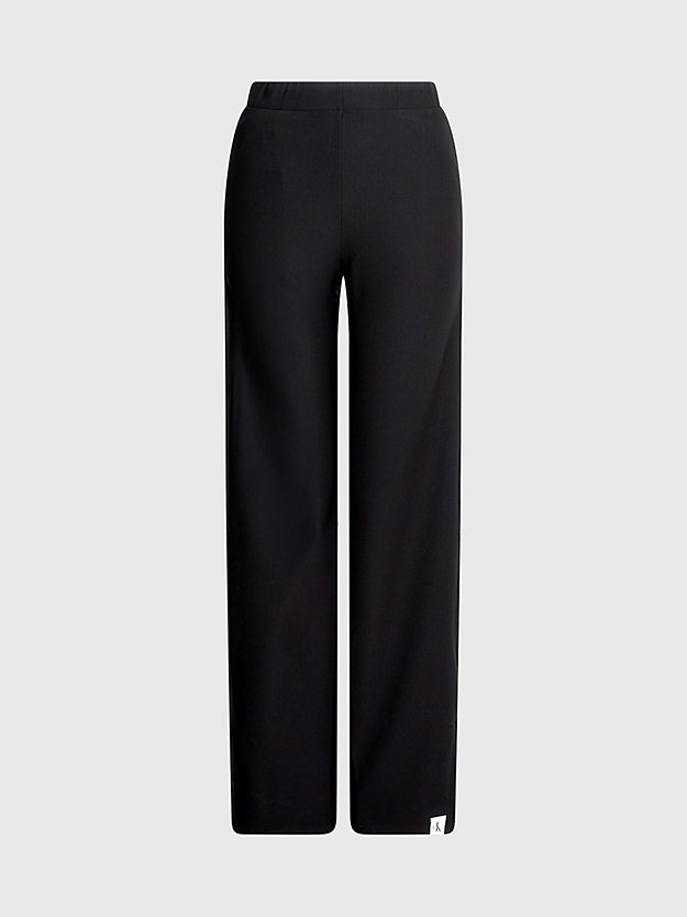 ck black proste spodnie z prążkowanego dżerseju dla kobiety - calvin klein jeans