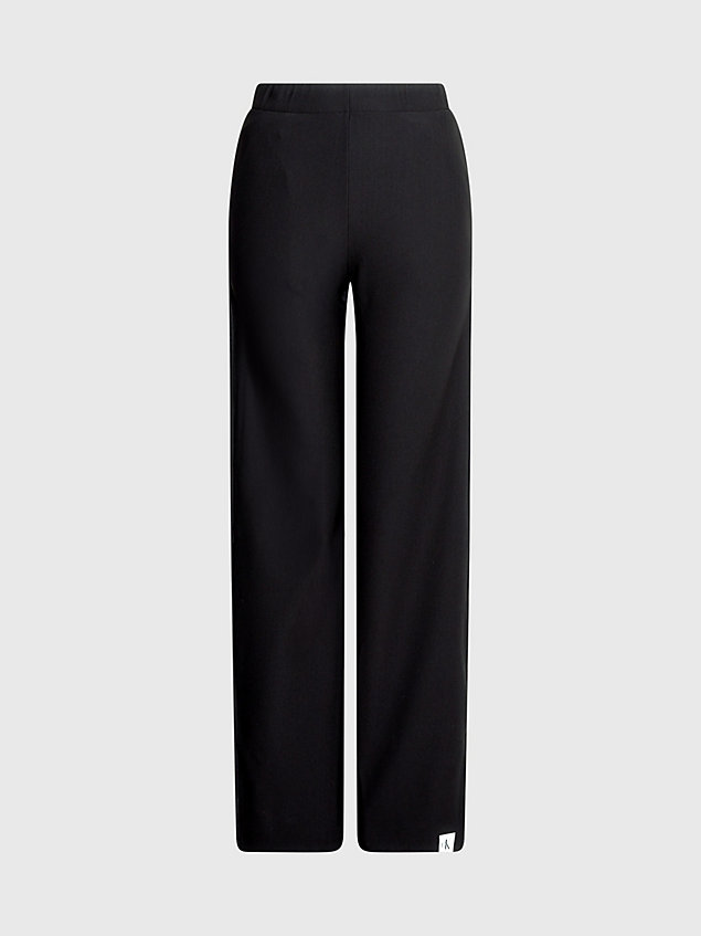 black straight ribbed jersey trousers for women calvin klein jeans