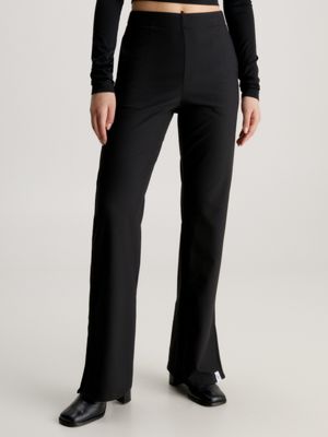 ONLY Black Ribbed Jersey Wide Leg Trousers