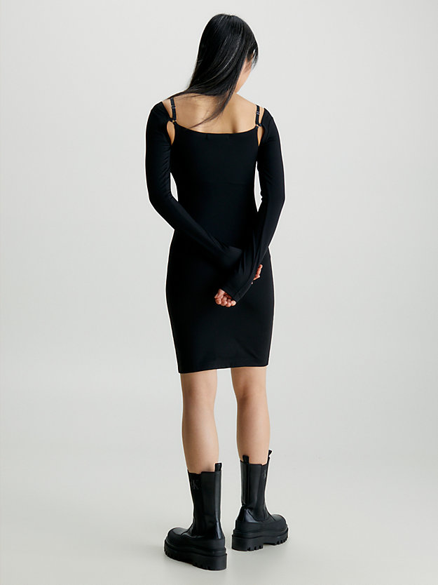 ck black obcisła sukienka mini z ozdobnymi ramiączkami dla kobiety - calvin klein jeans