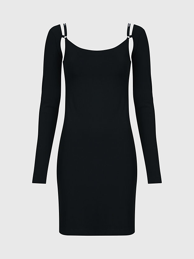 ck black obcisła sukienka mini z ozdobnymi ramiączkami dla kobiety - calvin klein jeans