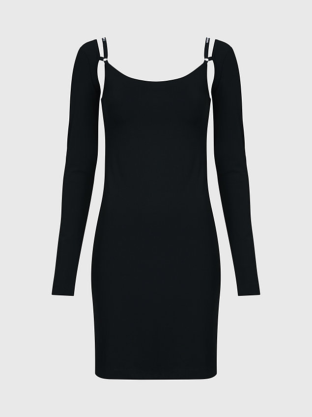 black obcisła sukienka mini z ozdobnymi ramiączkami dla kobiety - calvin klein jeans