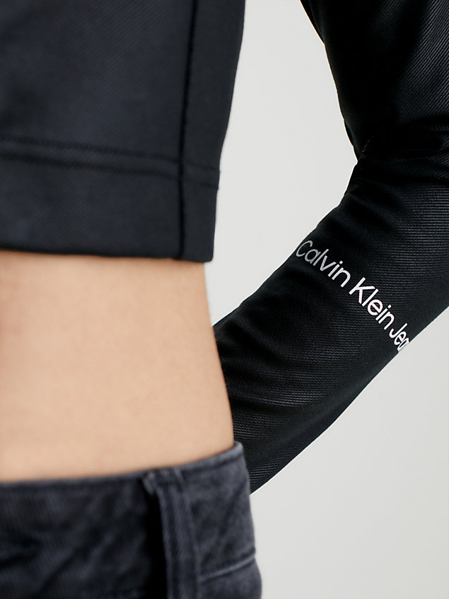 black reißverschluss-top aus beschichtetem milano-jersey für damen - calvin klein jeans