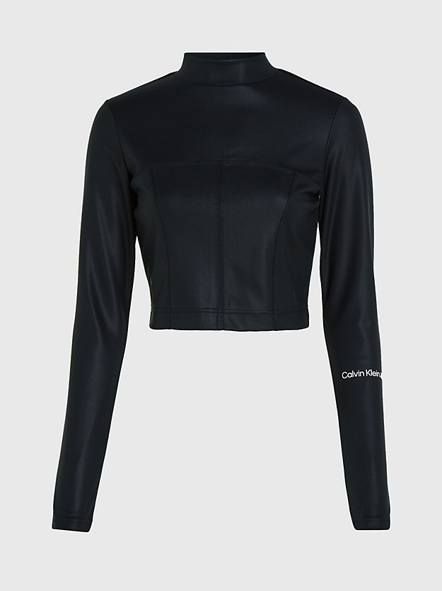 ck black coated milano jersey zip up top for women calvin klein jeans