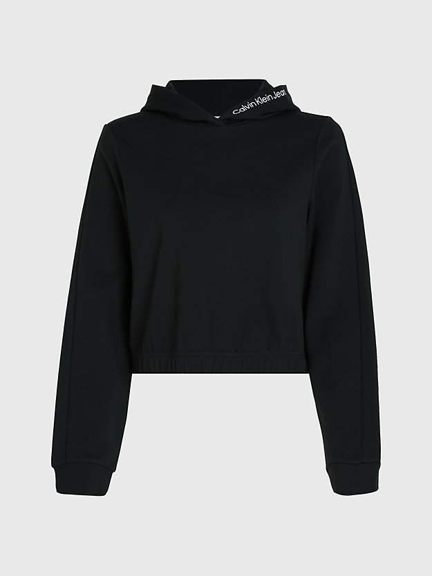 ck black cropped hoodie van milano-jersey voor dames - calvin klein jeans