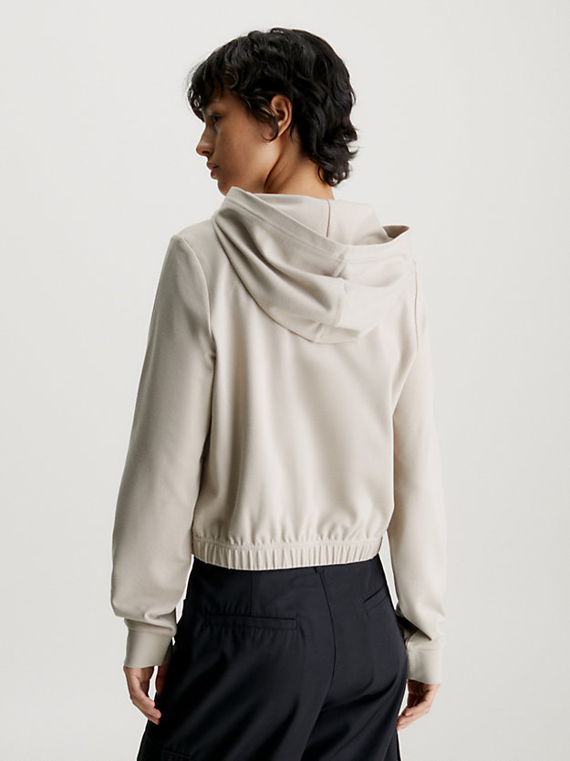 plaza taupe cropped hoodie van milano-jersey voor dames - calvin klein jeans