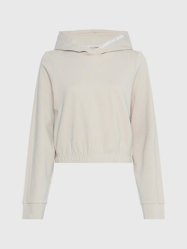plaza taupe milano jersey cropped hoodie for women calvin klein jeans
