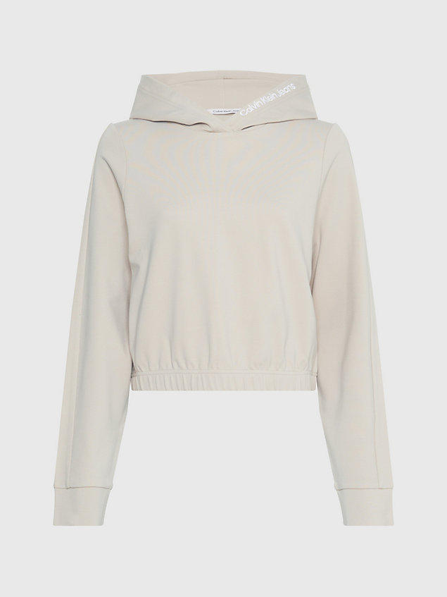 beige milano jersey cropped hoodie for women calvin klein jeans