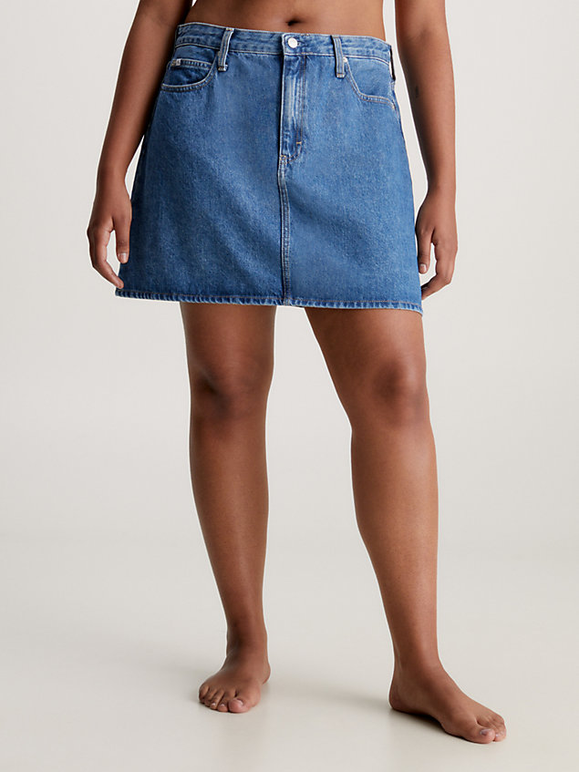 blue high rise denim-minirock für damen - calvin klein jeans