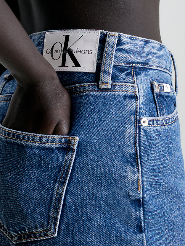 denim medium jeansowa spódniczka mini z wysokim stanem dla kobiety - calvin klein jeans