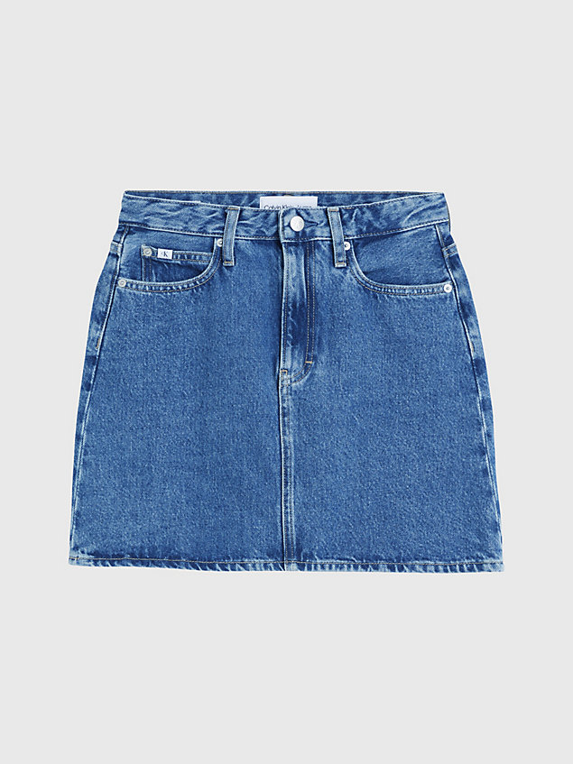 blue high rise denim mini skirt for women calvin klein jeans