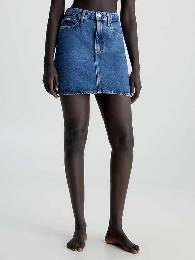 denim medium high rise denim mini skirt for women calvin klein jeans