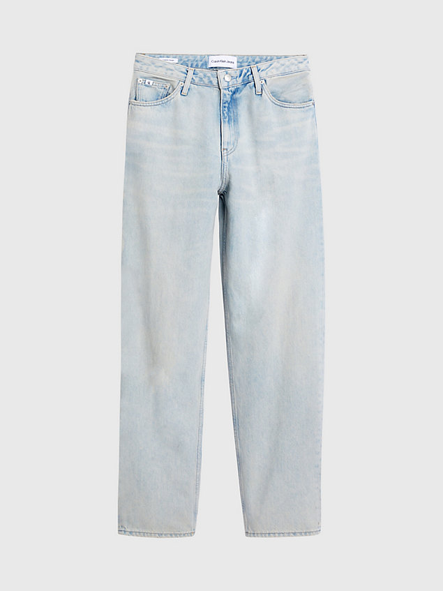 blue straight jeans met lage taille en logo voor dames - calvin klein jeans