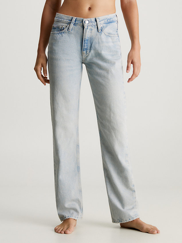 blue low rise straight logo-jeans für damen - calvin klein jeans